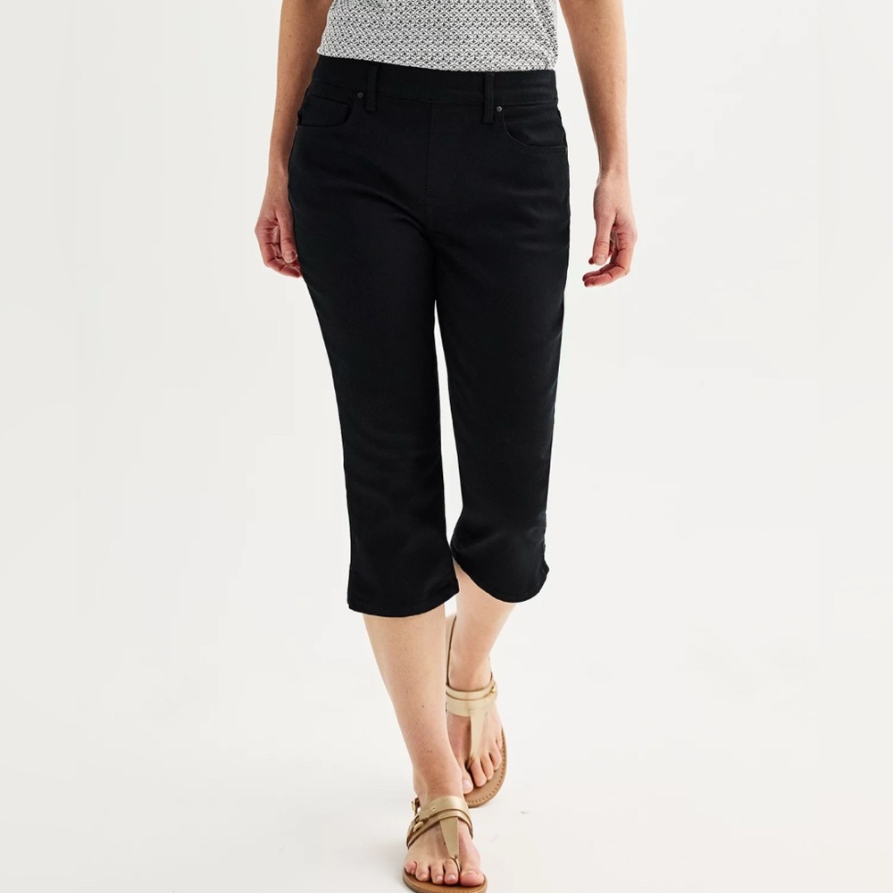 Women's Croft & Barrow® Modern Pull-On Black Denim Capris Size 18 W